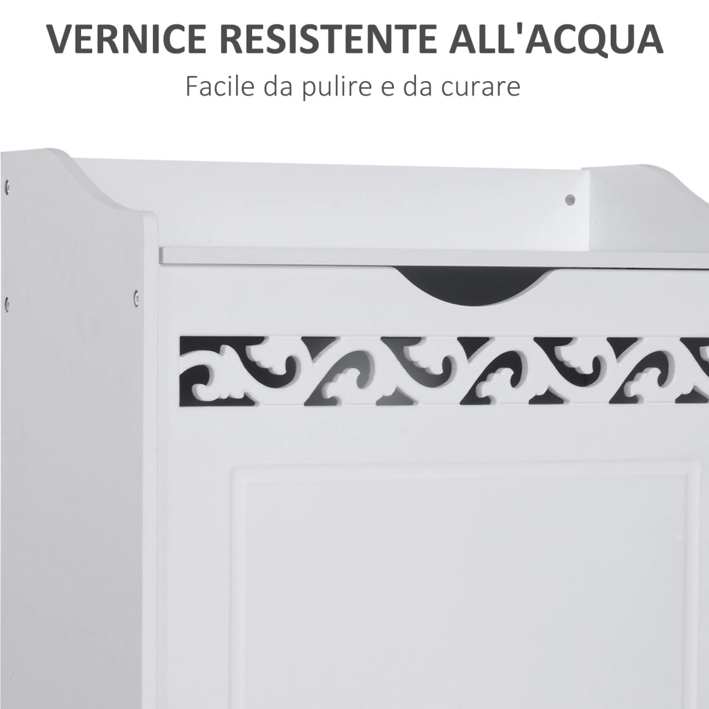 Mobiletto da Bagno in Legno con Vano Contenitore ¨C zephmum ¨C Bianco 55x34x58 cm