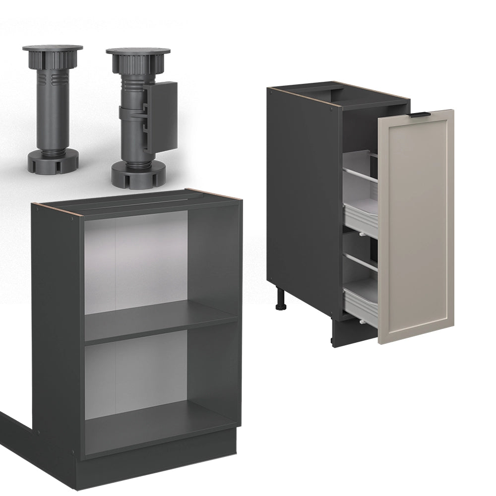 Isola cucina Fame-Line GrigioBeige/Antracite 90 cm con cassetto, senza piano di lavoro Vicco