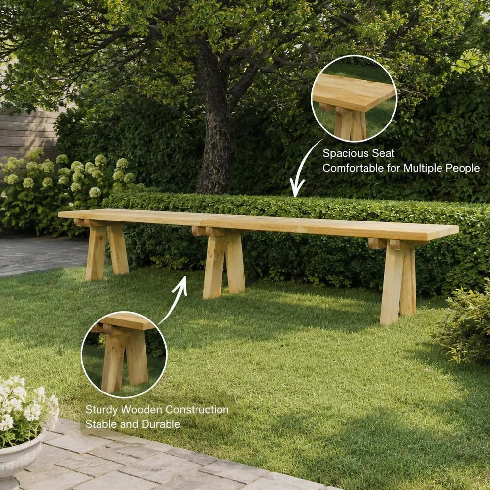 Garden Bench 220 Cm Solid Pine Wood Impregnated