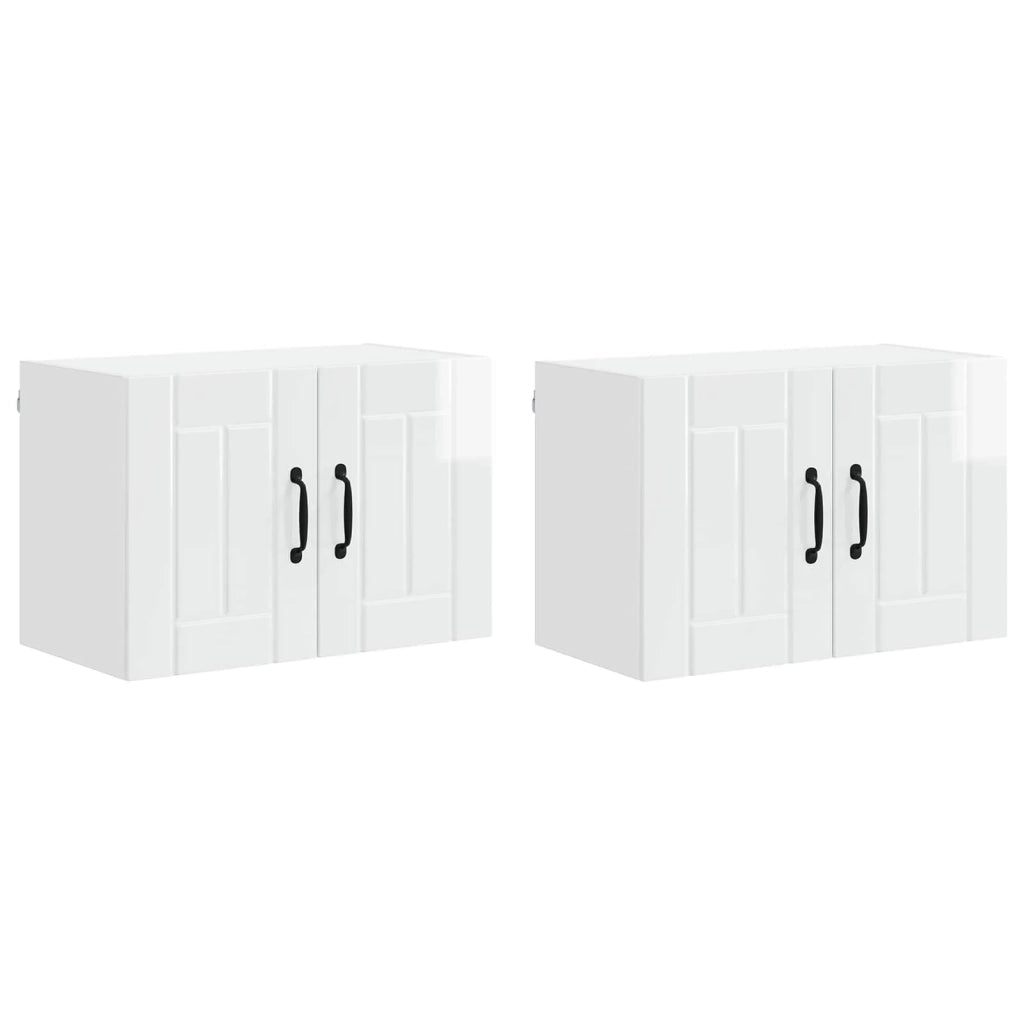 Set di 2 pensili da cucina rettangolari moderni 60 x 31 x 40 cm in legno composito bianco lucido 02_0053947