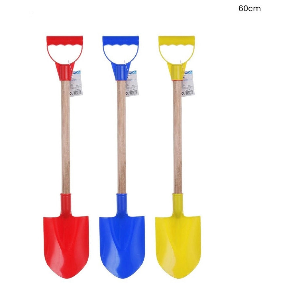 Trade Shop - Pala Da Spiaggia Mare Giardino Gioco Vanga Colorata Con Manico In Legno Da 60 Cm 618562 -
