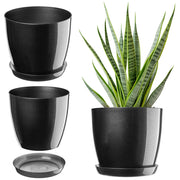 Vaso da fiori KADAX con sottovaso e coperchio in plastica, 23 cm, colore grafite. Kadax