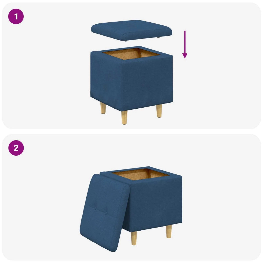 Pouf contenitore con cuscino Blu 40 x 40 x 45 cm Tessuto