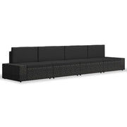 Set Divani da Giardino 4 pz in Polyrattan Nero 3054581