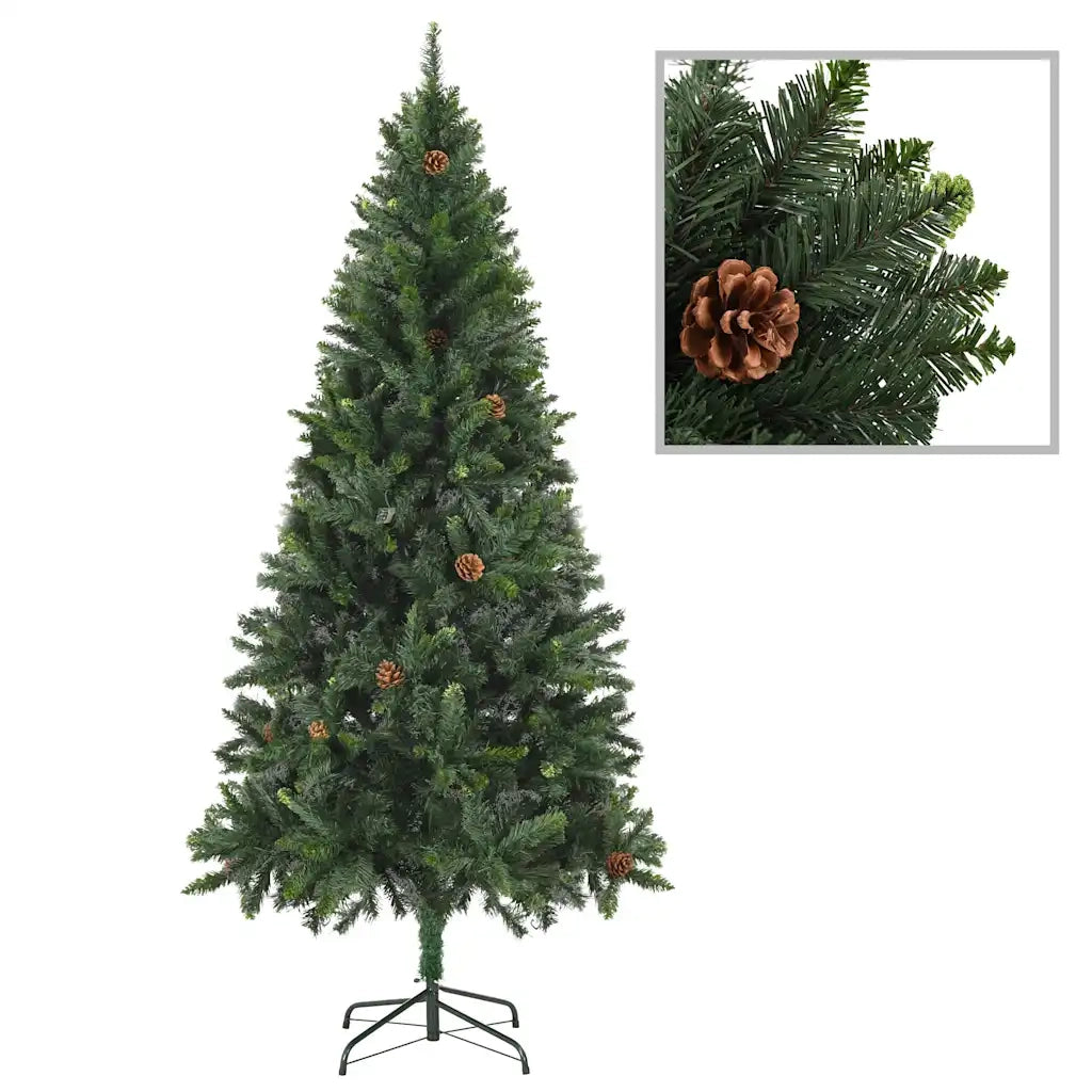 Albero di Natale Preilluminato con Palline Verde 210 cm 3077798