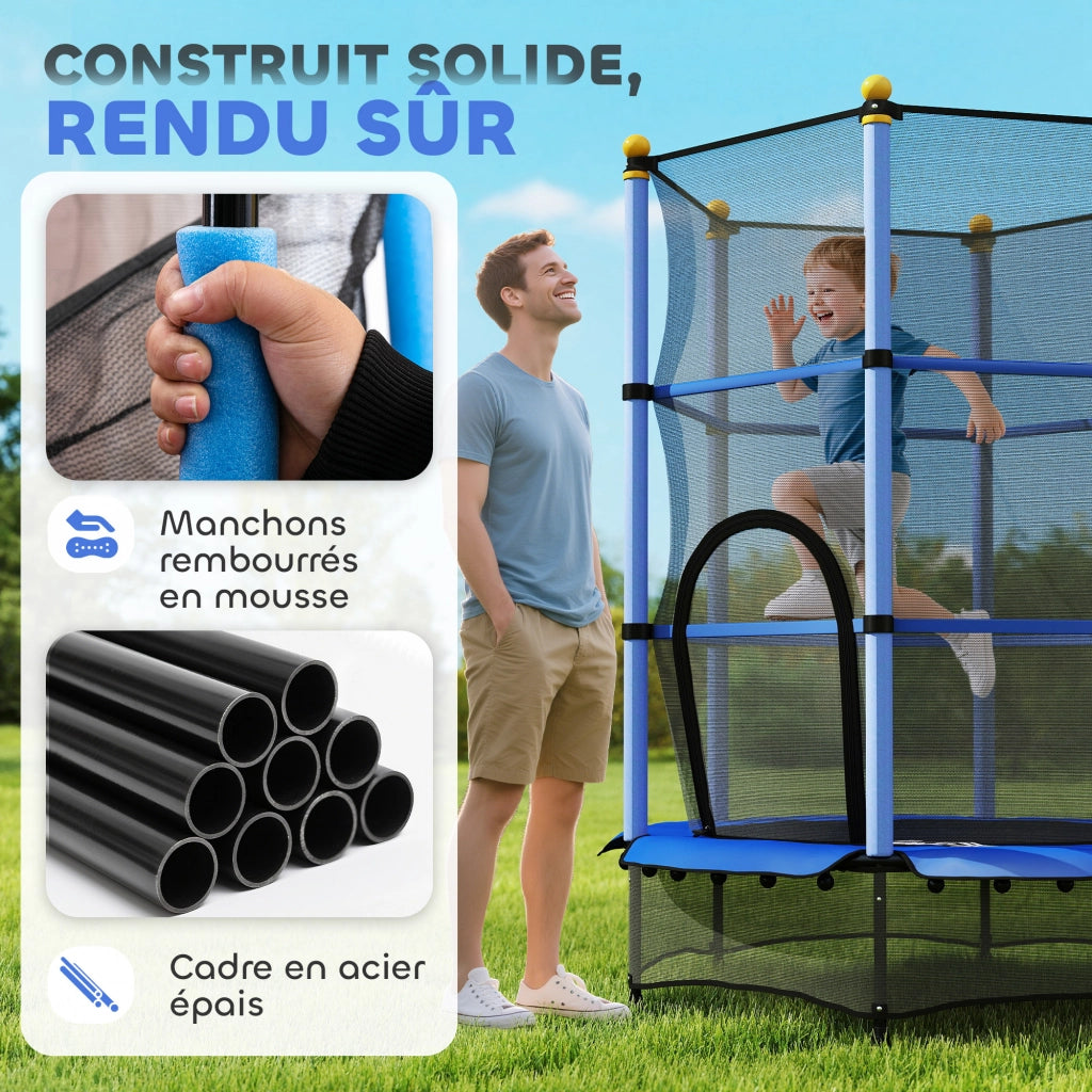 Trampolino per bambini con rete di sicurezza ¨C Xylo ¨C ? 140 cm blu con porta cerniera
