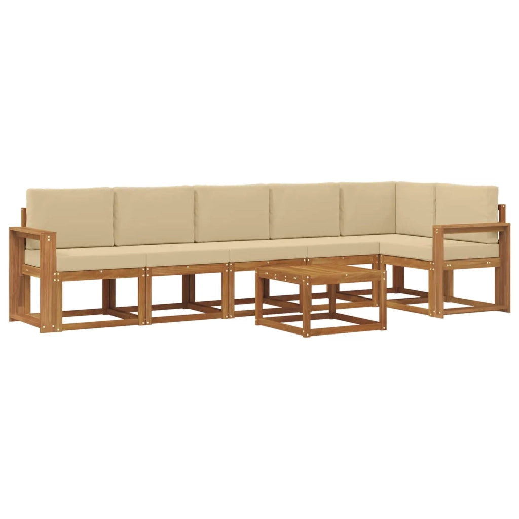 Set di divani da esterno con cuscino 7 pcs Naturale e Beige
