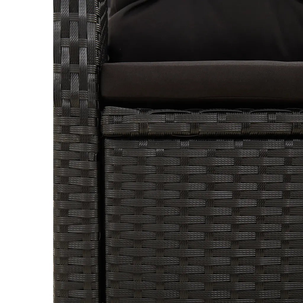 Set da Pranzo da Giardino 7 pz Nero con Cuscini in Polyrattan