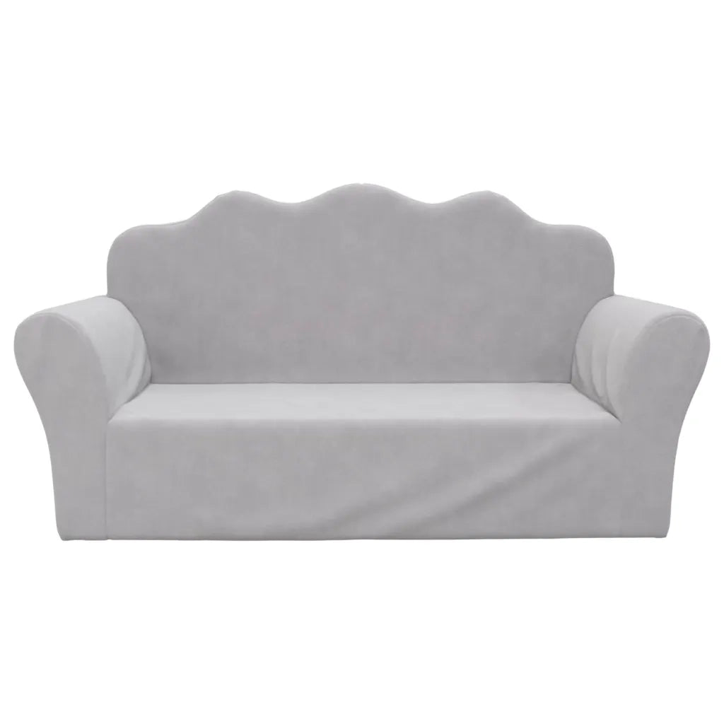 Divano per Bambini a 2 Posti-Sofa-Divanetto Grigio Chiaro in Morbido Peluche 708206
