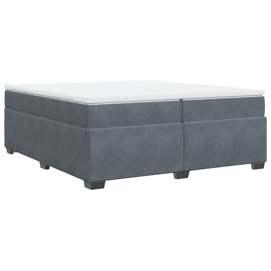 Giroletto a Molle con Materasso Grigio Scuro 200x200 cm Velluto