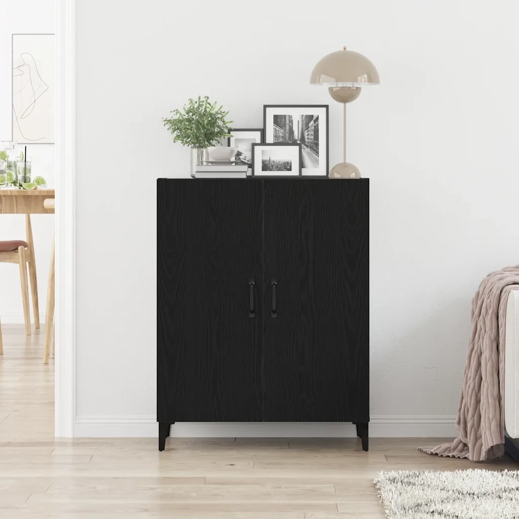 Credenza Rovere Nero 69,5x34x90 cm in Legno Multistrato 862093