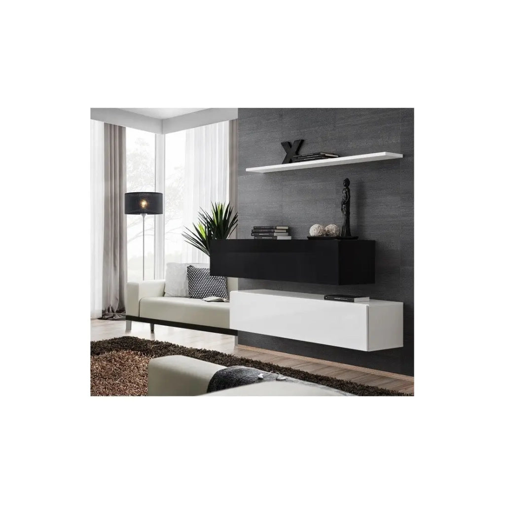 Set di mobili da soggiorno SWITCH SBII - Design moderno - Bianco e nero lucido