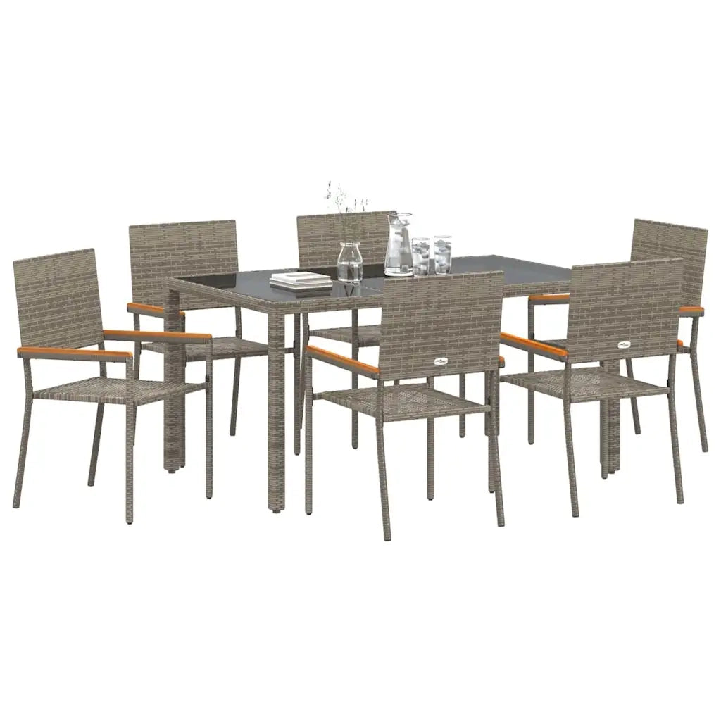Set da Pranzo per Giardino 7 pcs Grigio polyrattan 3365394
