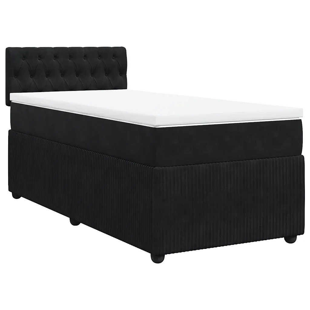 Giroletto a Molle con Materasso Nero 90x200 cm in Velluto