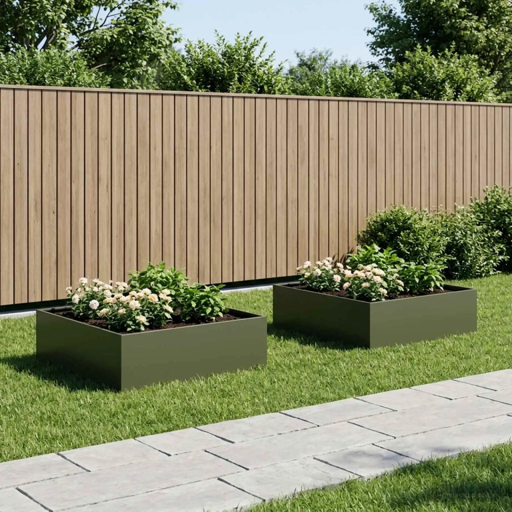 Vaso da giardino 2 pz Verde Oliva 100 x 100 x 30 cm 8005085