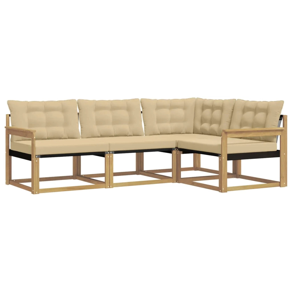 Set di divani da esterno con cuscino 4 pcs Bianco e Beige