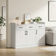 Credenza bianca 120 x 35 x 80 cm con 3 cassetti e 3 ante