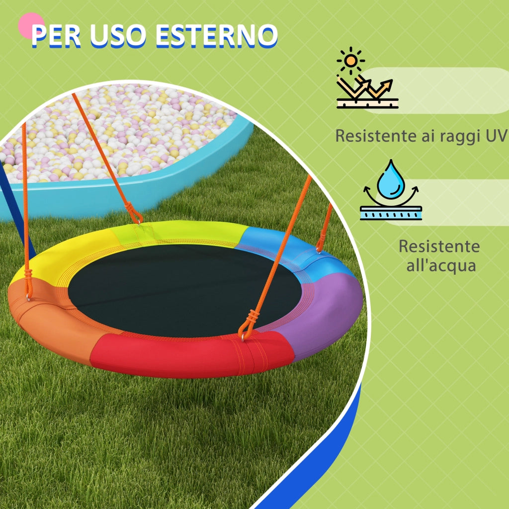 Altalena da Giardino a Nido per 1-2 Bambini in Metallo Rinforzato, 196x172x180cm, Multicolore