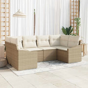 Set di divani con cuscino 6 pcs Beige polyrattan