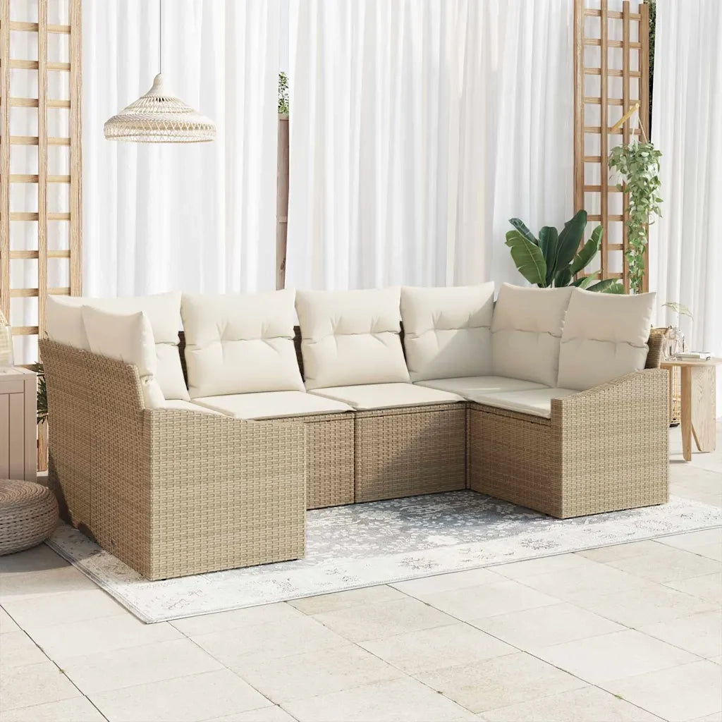 Set di divani con cuscino 6 pcs Beige polyrattan