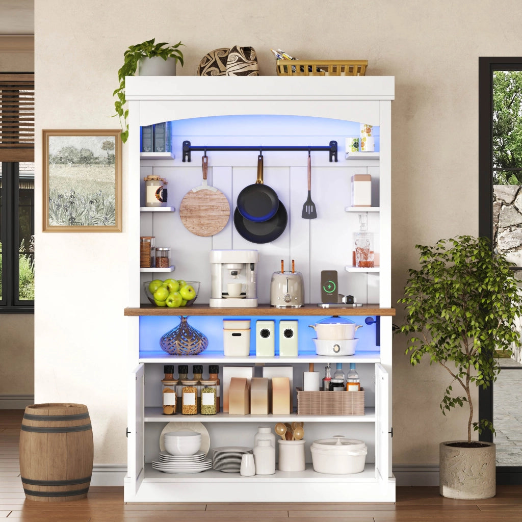ARMADIO alto ad arco 106x43x183 cm in MDF bianco con LED e presa