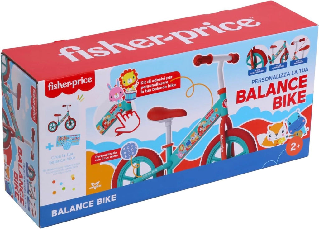 Bicicletta Senza Pedali Balance Bike per Bambini 10 Pollici 80x40x60 cm Sellino e Manubrio Regolabili Fisher Price Verde
