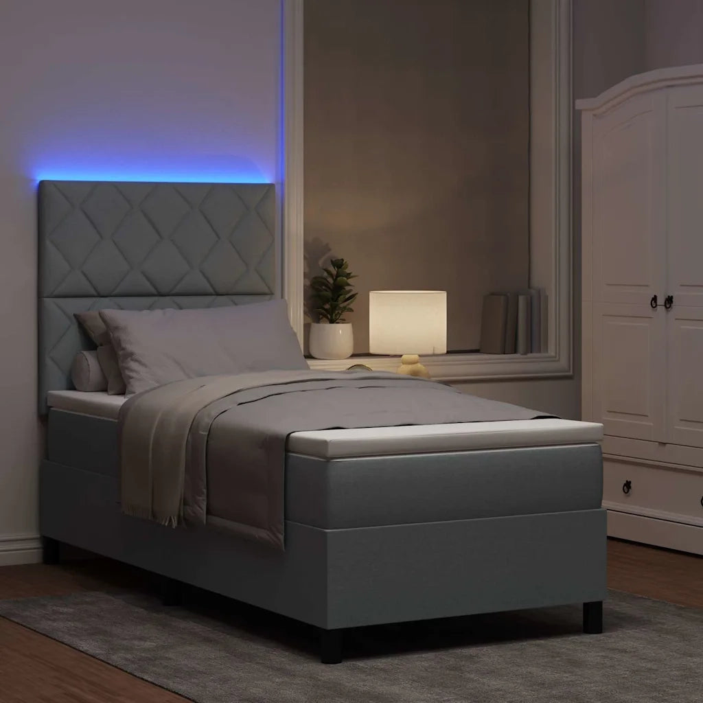 Letto a molle con materasso Grigio chiaro 90 x 190 cm Tessuto 3342907