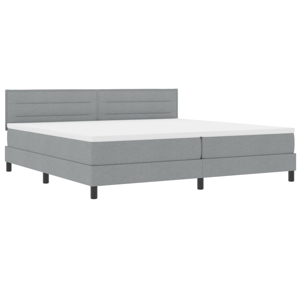Letto a molle con materasso e LED Grigio chiaro 200x200 cm Tessuto