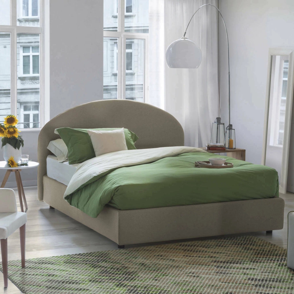 Letto Matrimoniale Melanite, Letto Matrimoniale Materasso Incluso Made in Italy, Grigio Tortora\