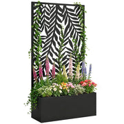 Vaso per piante con graticcio e motivo foglie tropicali ¨C zephmum ¨C Nero 61x23x113 cm