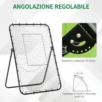 Rete da Calcio Rebounder Pieghevole con Bersaglio, Altezza e Angolazione Regolabili, Metallo e PE, 123x73x178.5cm, Nero