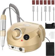 Kit Manicure a Vapore con Borsetta di Acciaio Inox - 30.000 giri/min - Regolabile Velocità - Sicuro per Principianti e Professionisti - Borsetta a Vapore in Oro