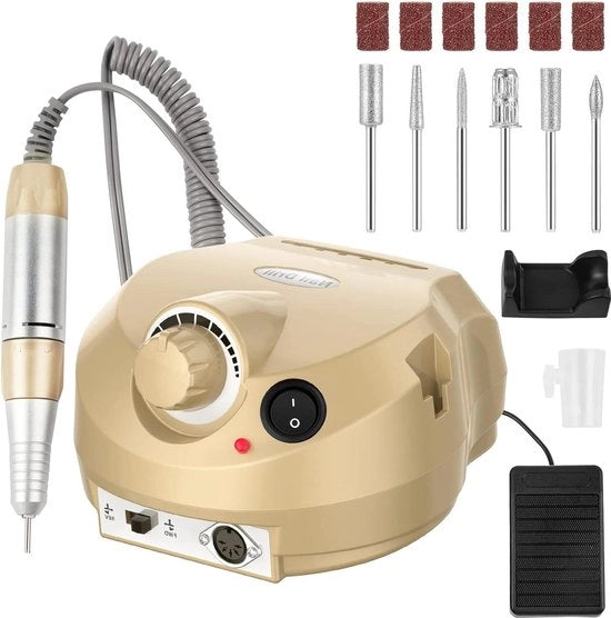 Kit Manicure a Vapore con Borsetta di Acciaio Inox - 30.000 giri/min - Regolabile Velocità - Sicuro per Principianti e Professionisti - Borsetta a Vapore in Oro