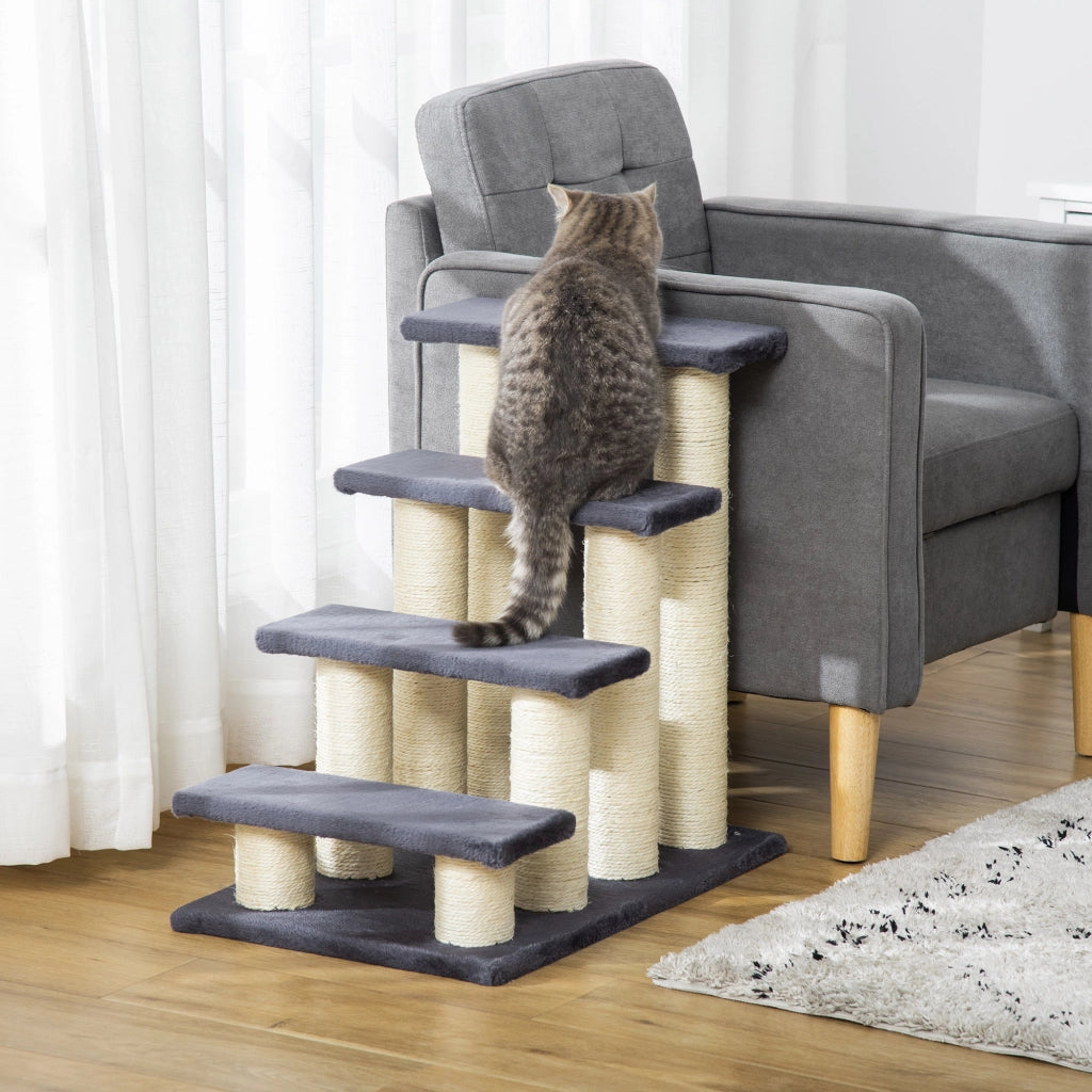 Scala per Gatti e Cani con Rivestimento Morbido ¨C zephmum ¨C 60x42x61 cm Grigio