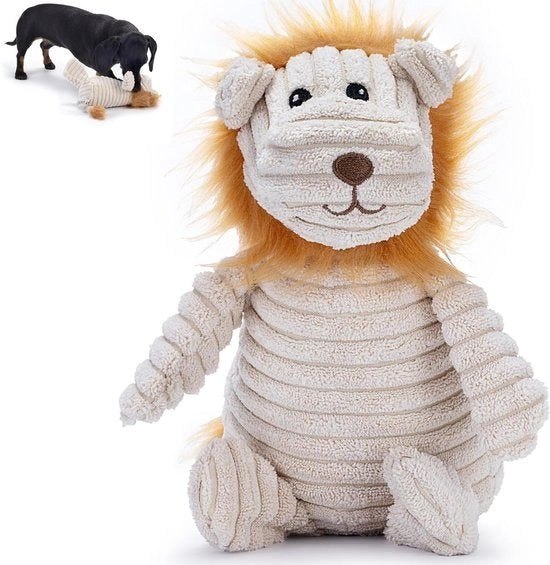 Gatto bruno peluche giocattolo per cani con campanello - progettato con un design morbido a righe per un gioco divertente. Adatto per cani di piccola e media taglia