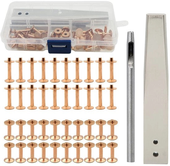 Set di Viti a Tappo - Kit di Viti a Tappo - Macchina per Viti a Tappo - Viti a Tappo per Pelle - Viti a Tappo in Ottone - Facile da Installare - Elevate Prestazioni - Kit di Viti a Tappo