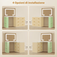 Consolle Trucco con Specchio 118x78x135 cm con Specchio e Luci LED Regolabili in MDF Bianco