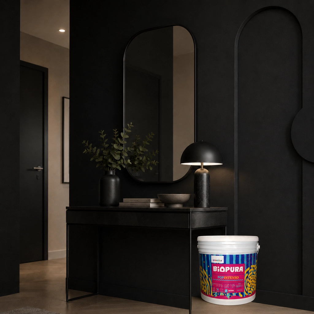 Popintenso palestra e decori interni pittura murale lavabile e coprente cromika *** formato 2.5 lt, colore- nero mezz...