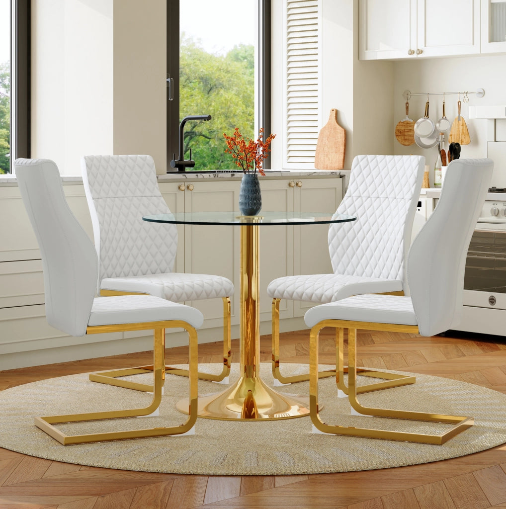 Set tavolo e sedie da pranzo con piano in vetro