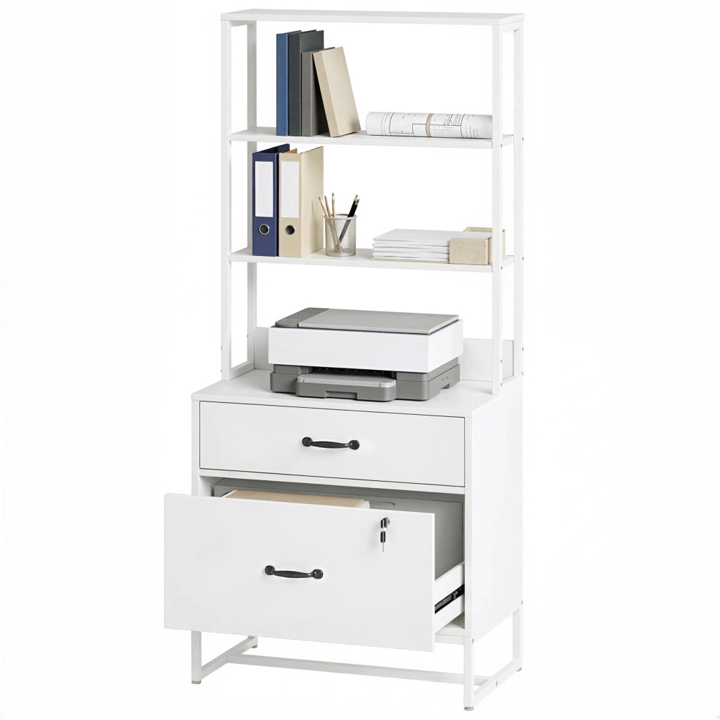 Cassettiera con scaffale 2 cassetti ¨C zephmum ¨C bianco
