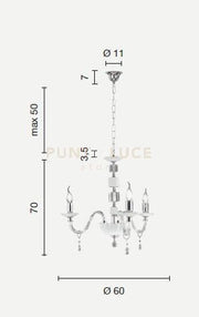 LAMPADARIO LIVIA 3 LUCI OTTANIO- TRASPARENTE E CROMO ATTACCO E14 D.60CM