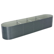 Fioriera rialzata per piante e fiori giardino 400 x 80 x 81 cm acciaio zincato grigio 02_0001053