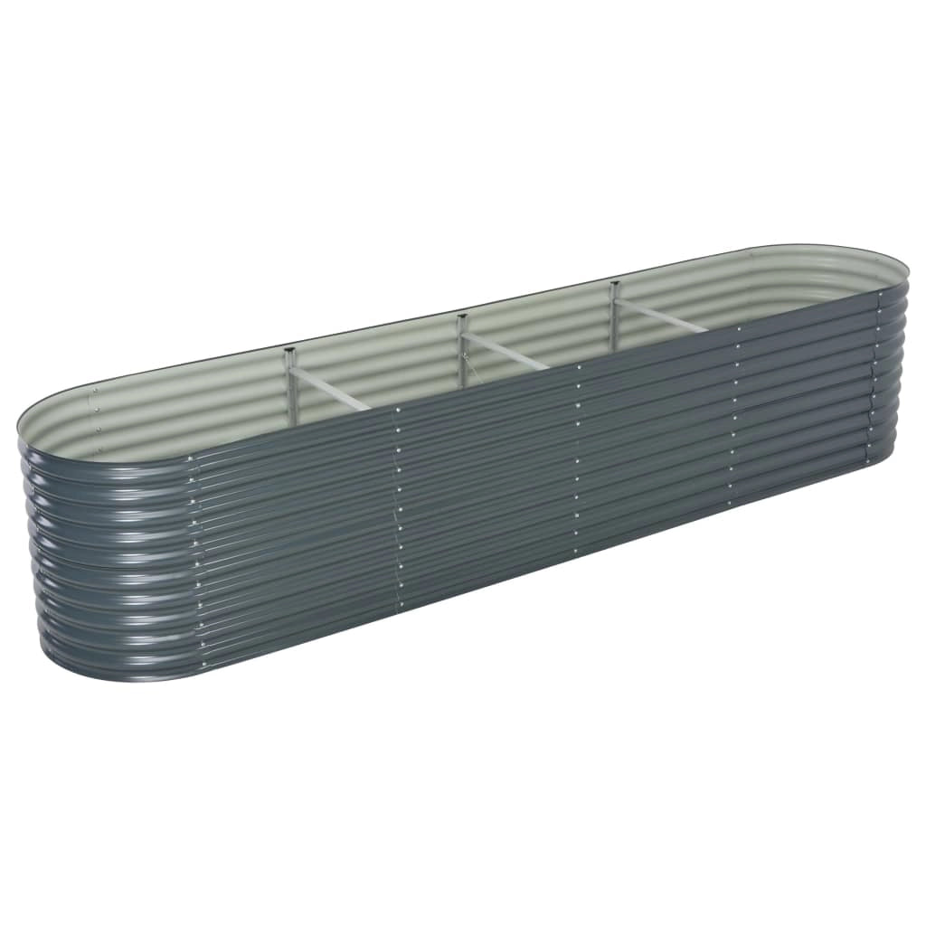 Fioriera rialzata per piante e fiori giardino 400 x 80 x 81 cm acciaio zincato grigio 02_0001053
