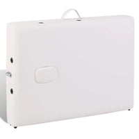 Lettino Pieghevole da Massaggio Crema 3 Zone con Telaio Legno 110082