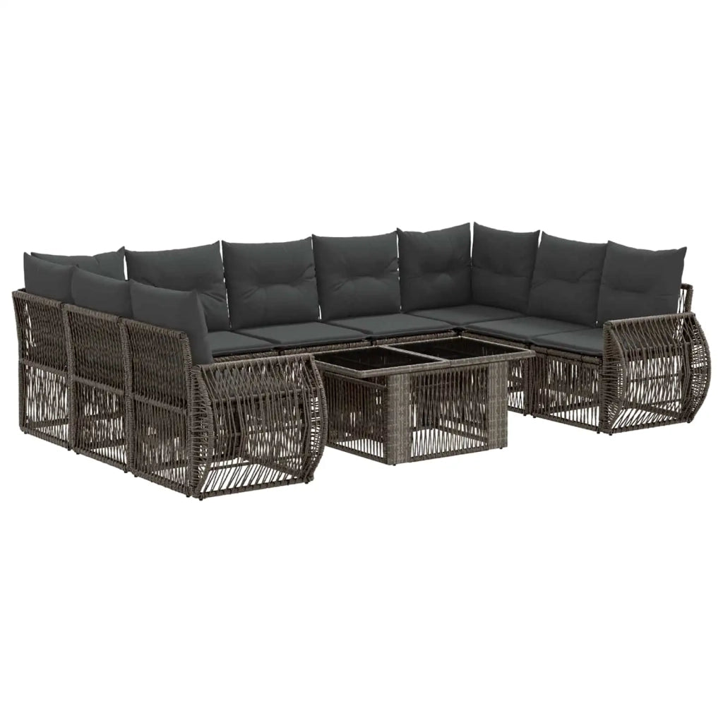 Set Divano da Giardino 10 pz Grigio e Grigio Scuro polyrattan 3436991