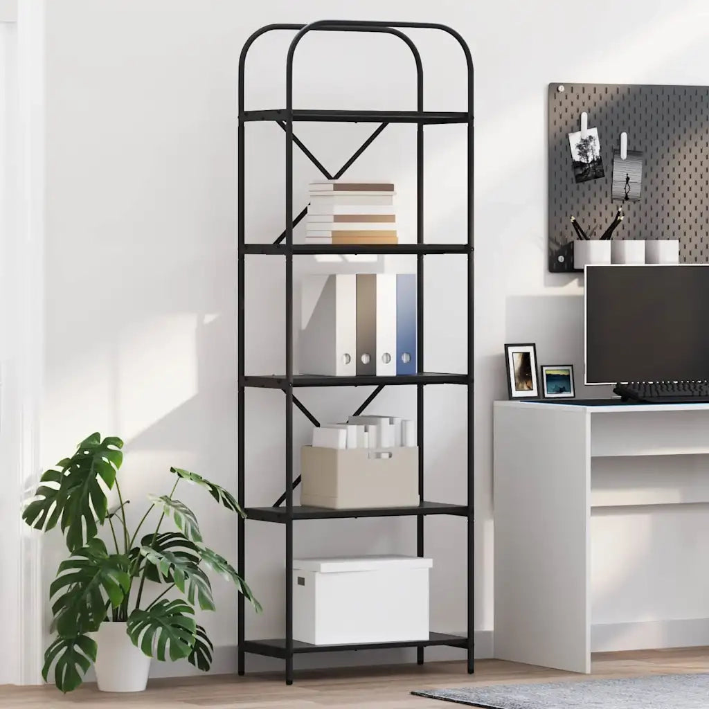 Libreria-Scaffale per Libri-Mobile di Stoccaggio Rovere Nero 60 x 30 x 183 cm Legno multistrato 329817