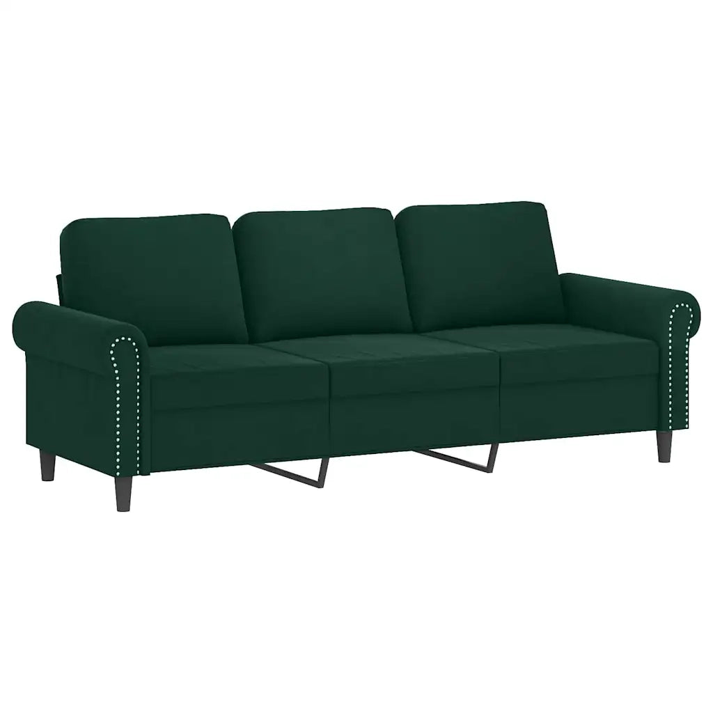 Set di Divani 2 pz con Cuscini Verde Scuro in Velluto