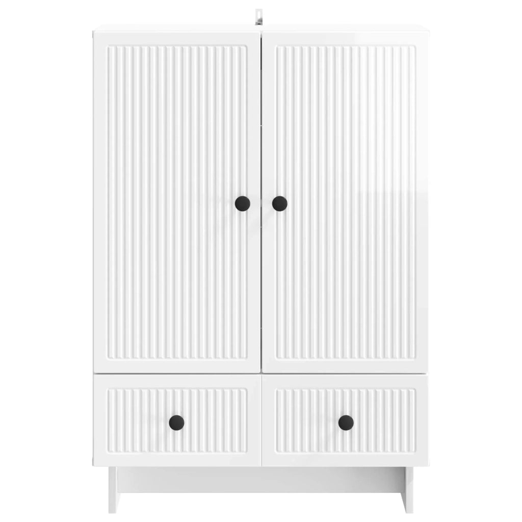 Credenza Bianco Lucido 66 x 34,5 x 95 cm Legno ingegnerizzato 893979