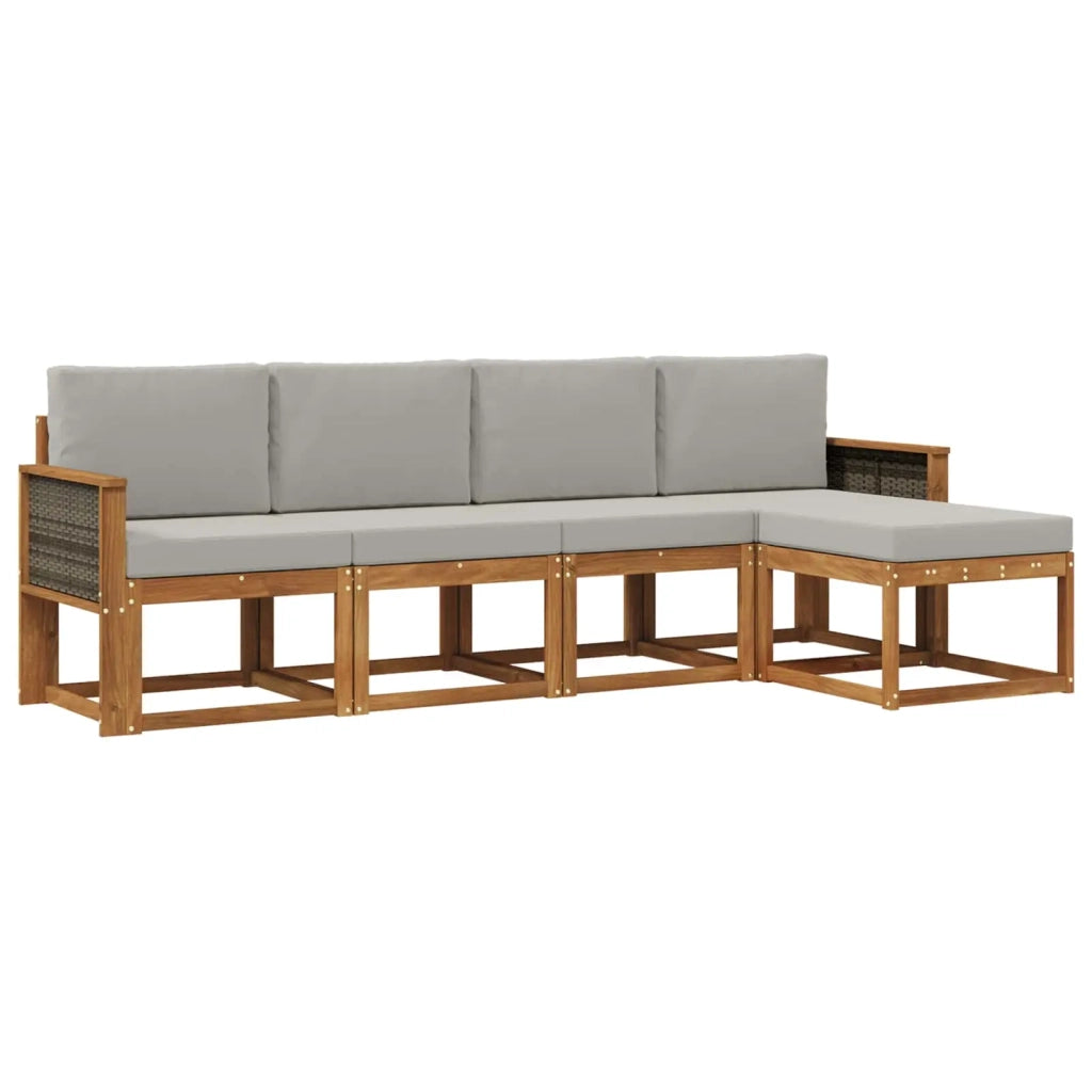 Set di divani da esterno 5 pz Naturale e Grigio Chiaro 3385127
