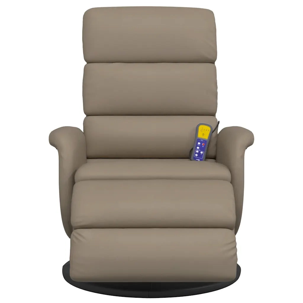 Poltrona Reclinabile Massaggi Poggiapiedi Cappuccino Similpelle 356728